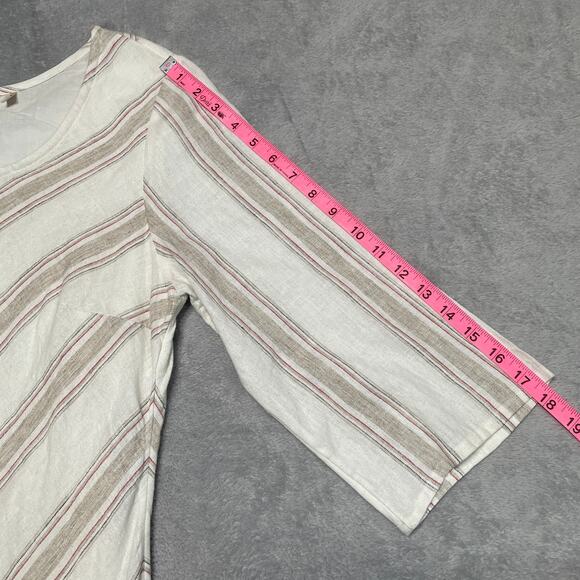 Soft Surroundings Dress Medium Lagenlook Coastal Linen Boho Cottage Striped New - Picture 9 of 10